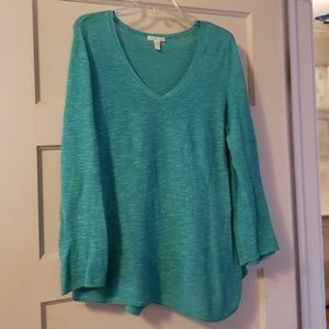 Eileen Fisher Teal cotton sweater top. Size L